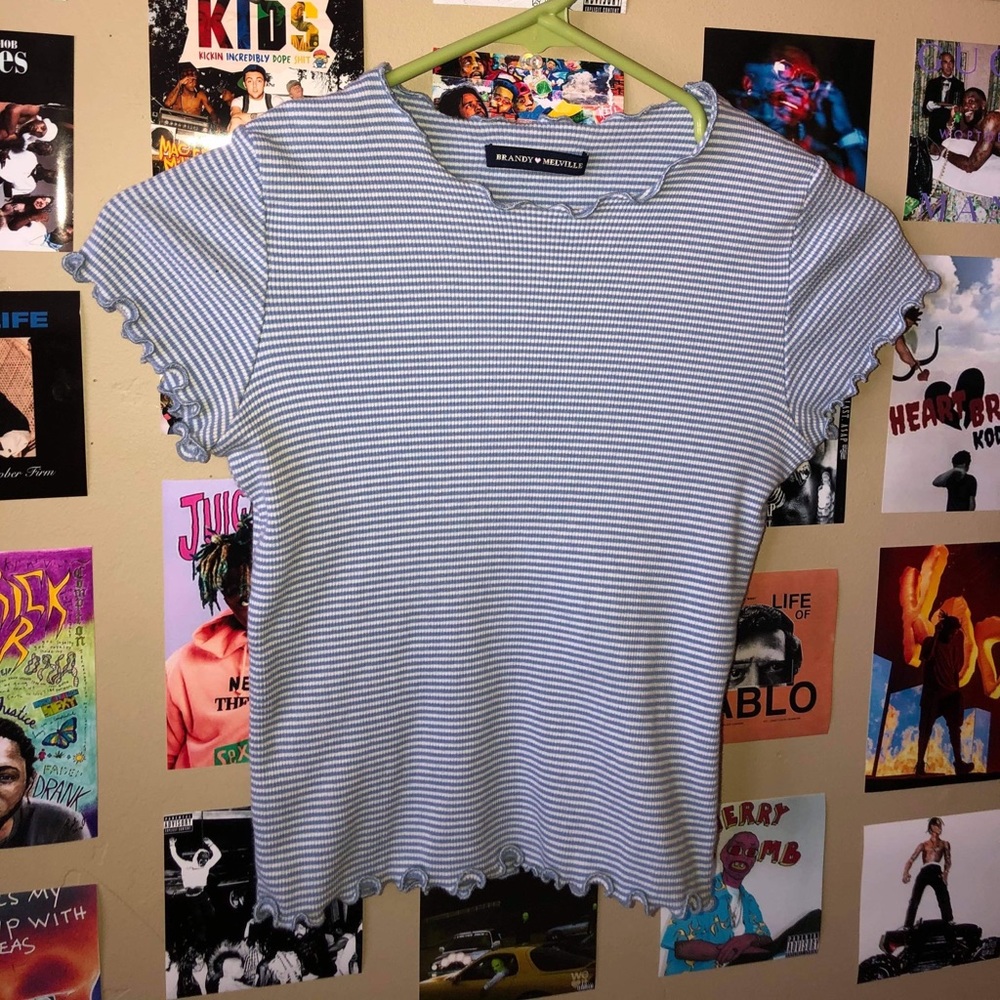 Ruffle Edge Striped Tee